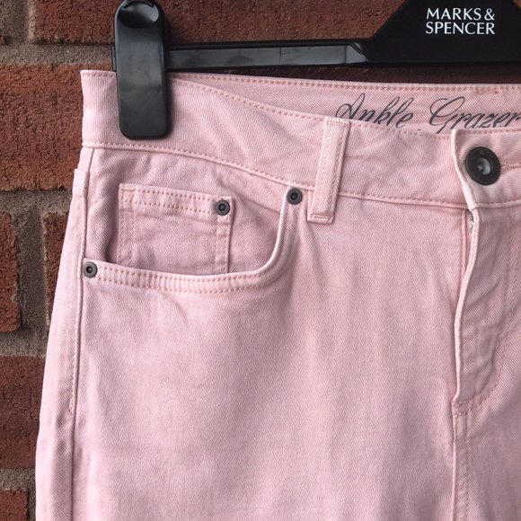 Marks & Spencer Light Dusted Pink Mid Rise Straight Leg Ankle Grazer Pants - Picture 5 of 14
